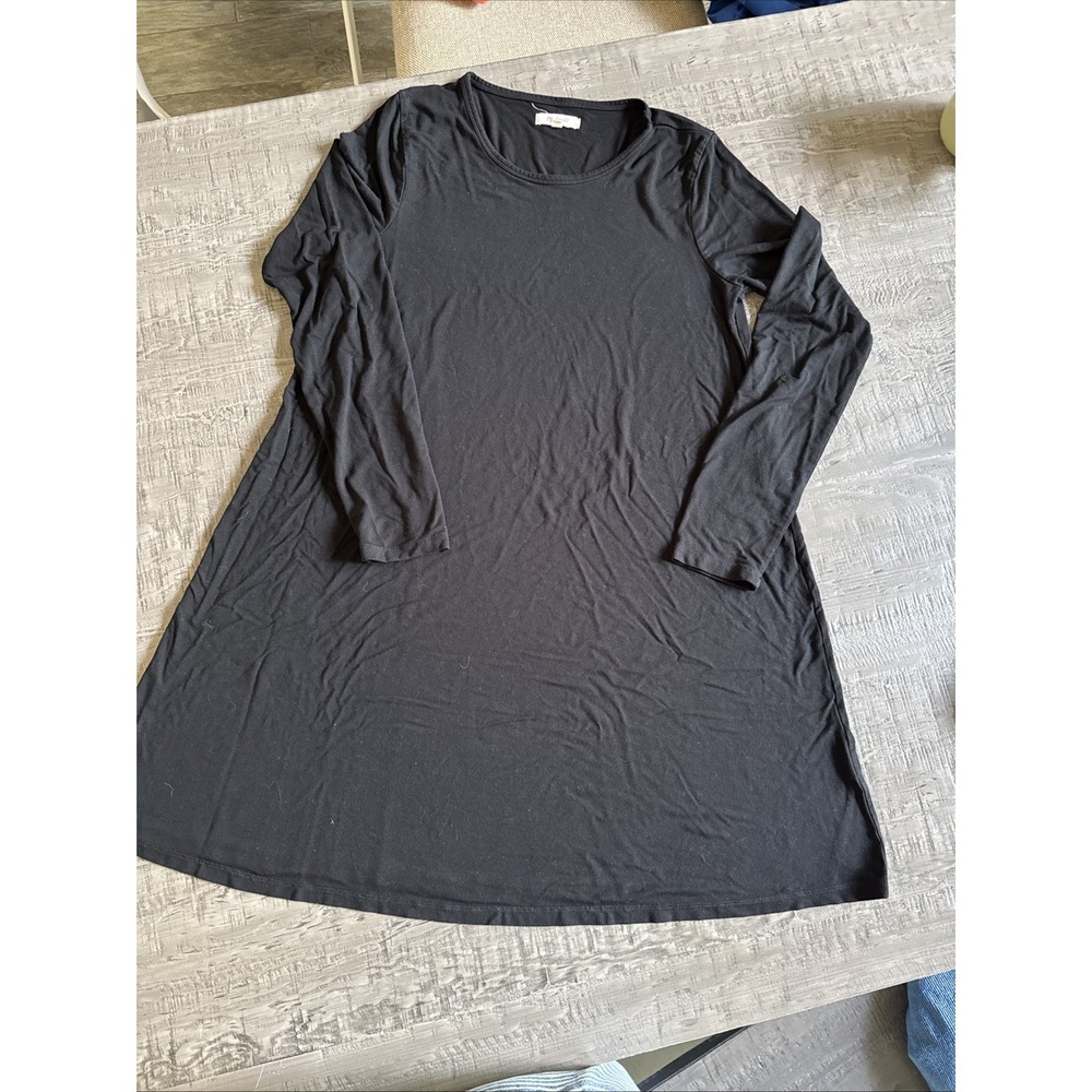 Madewell Black Long Sleeve A-Line Mini T-Shirt Dress Womens Size M Crew Neck